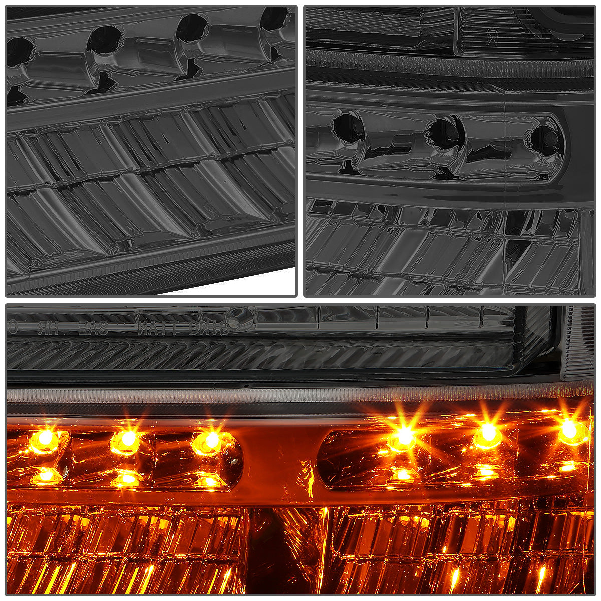 FAROS 99-04 FORD F-250, F-350 / 00-04 FORD EXCURSION 2/4-DOOR - DOES NOT FIT LIGHT DUTY MODELS OR MODELS WITH SEALED BEAM HEADLIGHTS - LED DRL - SMOKE HOUSING / CLEAR CORNER - 9007 LOW BEAM / HIGH BEAM