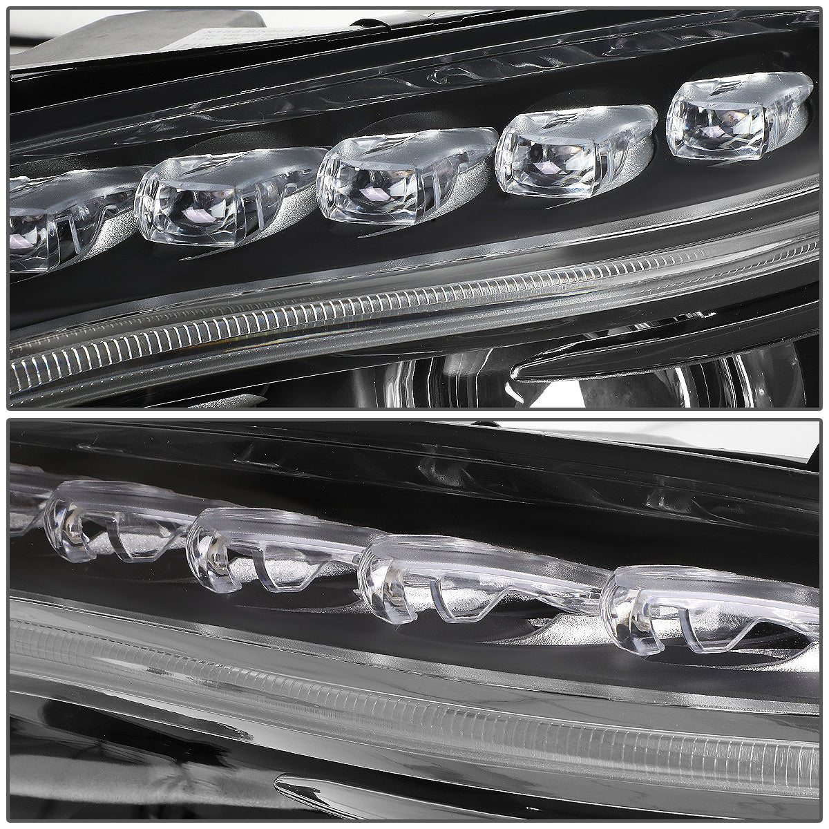 FAROS 14-17 MERCEDES GLA 180 , GLA 200 , GLA 250 , GLA45 AMG 4-DOOR - FITS HALOGEN HEADLIGHTS - LED DRL - PROJECTOR - BLACK HOUSING - H7 LOW BEAM / HIGH BEAM