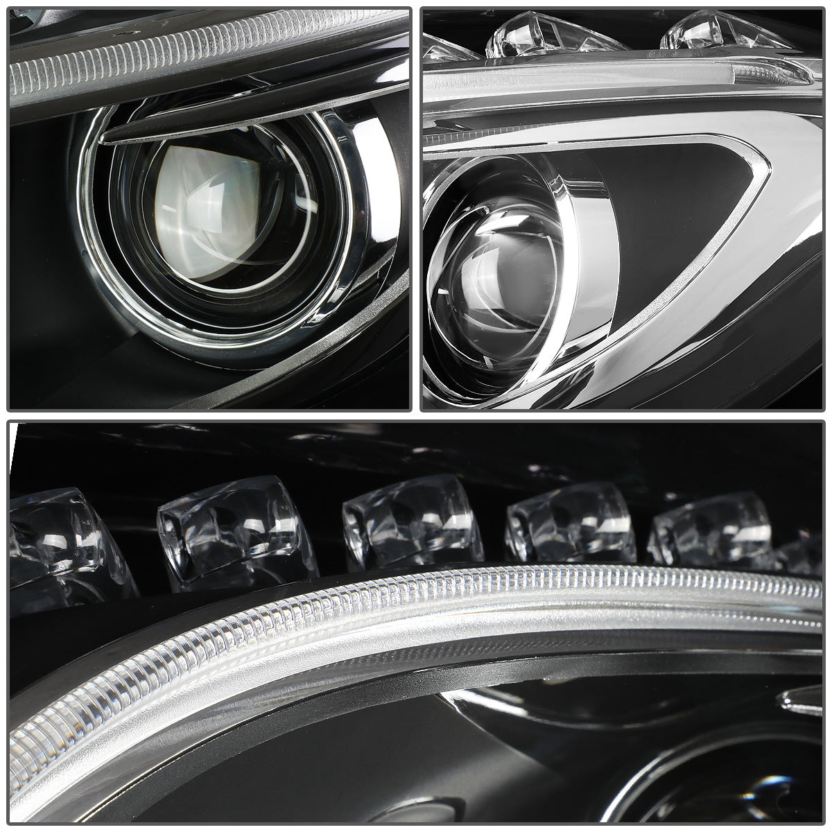 FAROS 14-17 MERCEDES GLA 180 , GLA 200 , GLA 250 , GLA45 AMG 4-DOOR - FITS HALOGEN HEADLIGHTS - LED DRL - PROJECTOR - BLACK HOUSING - H7 LOW BEAM / HIGH BEAM
