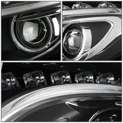 FAROS 14-17 MERCEDES GLA 180 , GLA 200 , GLA 250 , GLA45 AMG 4-DOOR - FITS HALOGEN HEADLIGHTS - LED DRL - PROJECTOR - BLACK HOUSING - H7 LOW BEAM / HIGH BEAM