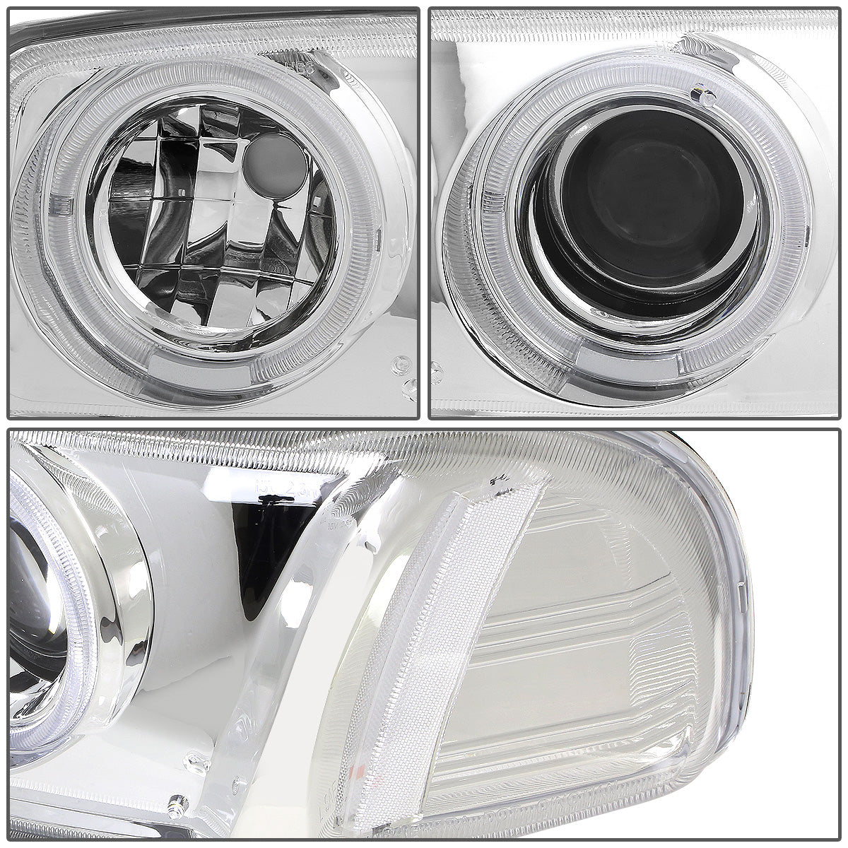FAROS 01-06 YUKON DENALI, XL 1500 DENALI / 02-06 GMC SIERRA 1500 DENALI / 2007 GMC SIERRA 1500 DENALI 4-DOOR - FITS DENALI MODELS ONLY - LED - HALO PROJECTOR - CHROME HOUSING / CLEAR CORNER - 9005 LOW BEAM / HIGH BEAM