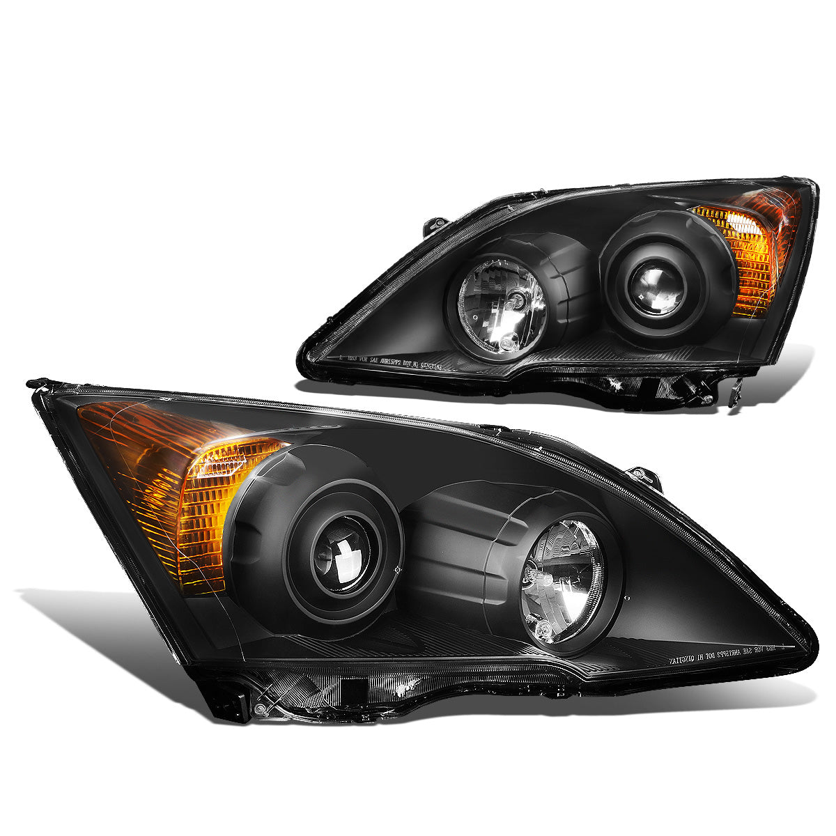 FAROS 07-11 HONDA CR-V 4-DOOR - PROJECTOR - BLACK HOUSING / AMBER CORNER - H1 LOW BEAM / HIGH BEAM