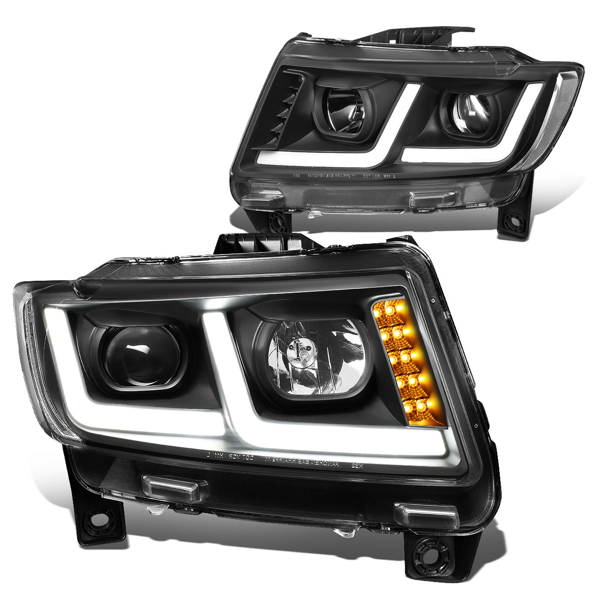 FAROS 11-13 JEEP GRAND CHEROKEE - FITS MODELS WITH HALOGEN HEADLIGHTS ONLY - PROJECTOR LOW BEAM - BLACK HOUSING / CLEAR CORNER - H1 LOW BEAM / 9005 HIGH BEAM