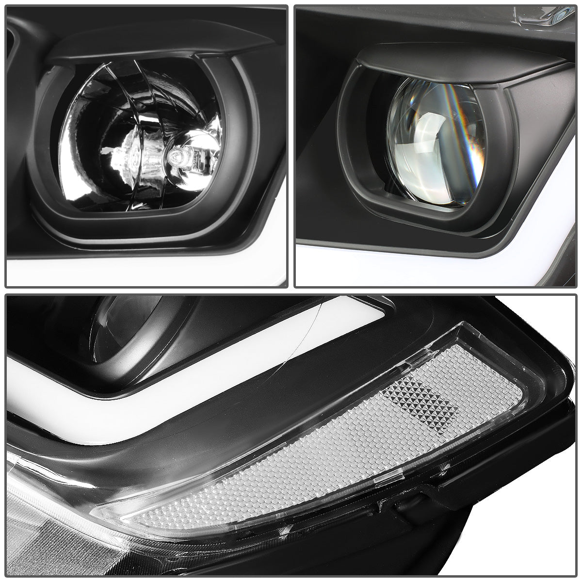 FAROS 11-13 JEEP GRAND CHEROKEE - FITS MODELS WITH HALOGEN HEADLIGHTS ONLY - PROJECTOR LOW BEAM - BLACK HOUSING / CLEAR CORNER - H1 LOW BEAM / 9005 HIGH BEAM