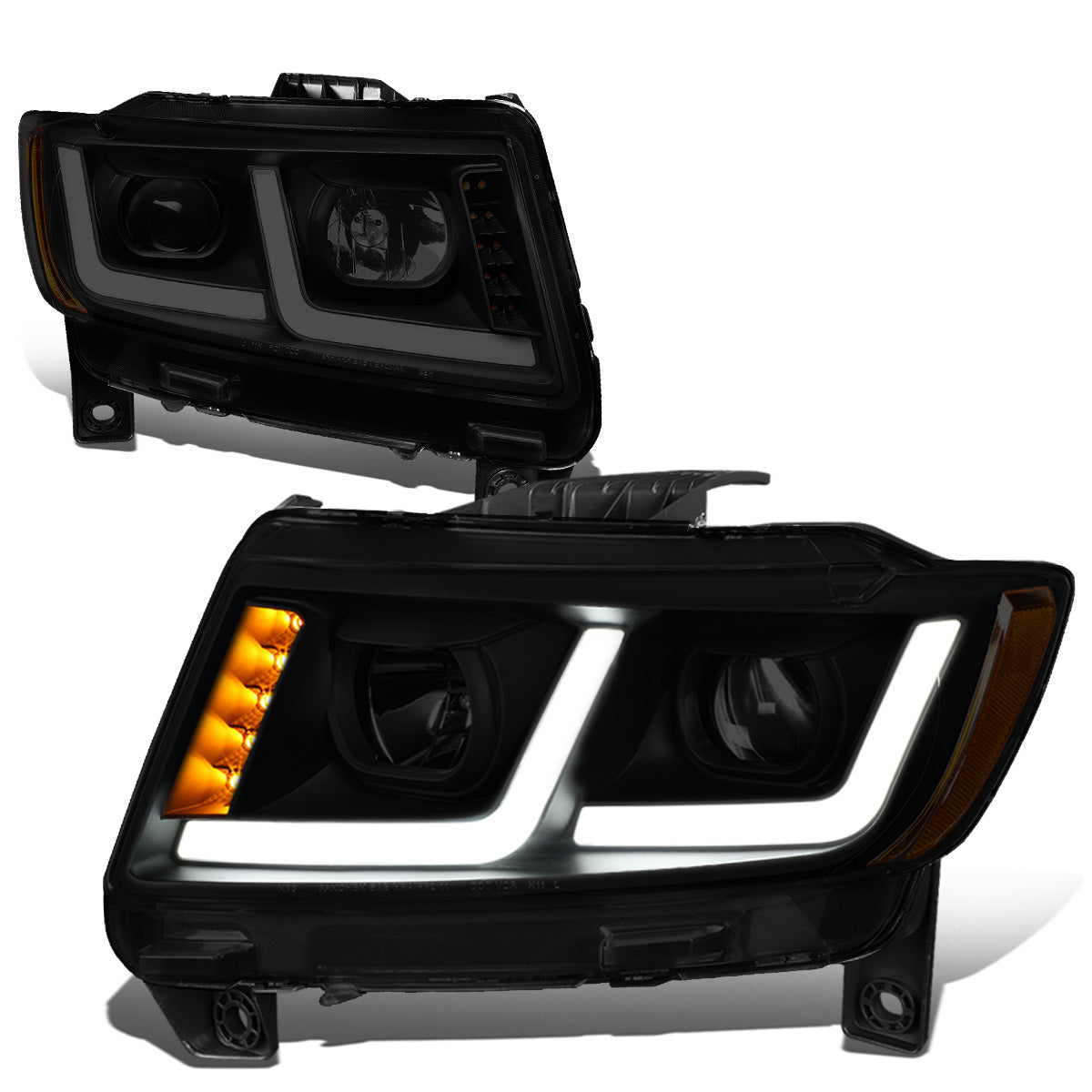 FAROS 11-13 JEEP GRAND CHEROKEE - FITS MODELS WITH HALOGEN HEADLIGHTS ONLY - PROJECTOR LOW BEAM - BLACK HOUSING / AMBER CORNER / SMOKE LENS - H1 LOW BEAM / 9005 HIGH BEAM