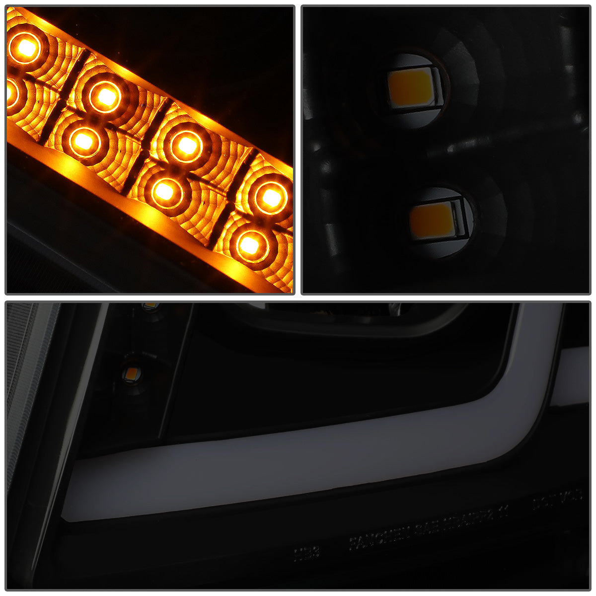 FAROS 11-13 JEEP GRAND CHEROKEE - FITS MODELS WITH HALOGEN HEADLIGHTS ONLY - PROJECTOR LOW BEAM - BLACK HOUSING / AMBER CORNER / SMOKE LENS - H1 LOW BEAM / 9005 HIGH BEAM