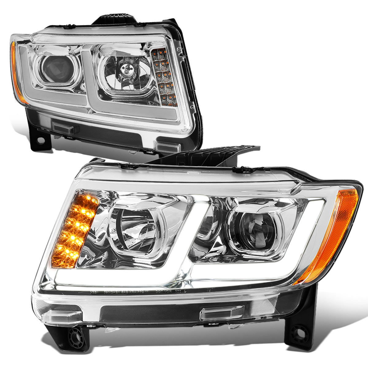 FAROS 11-13 JEEP GRAND CHEROKEE - FITS MODELS WITH HALOGEN HEADLIGHTS ONLY - PROJECTOR LOW BEAM - CHROME HOUSING / AMBER CORNER - H1 LOW BEAM / 9005 HIGH BEAM