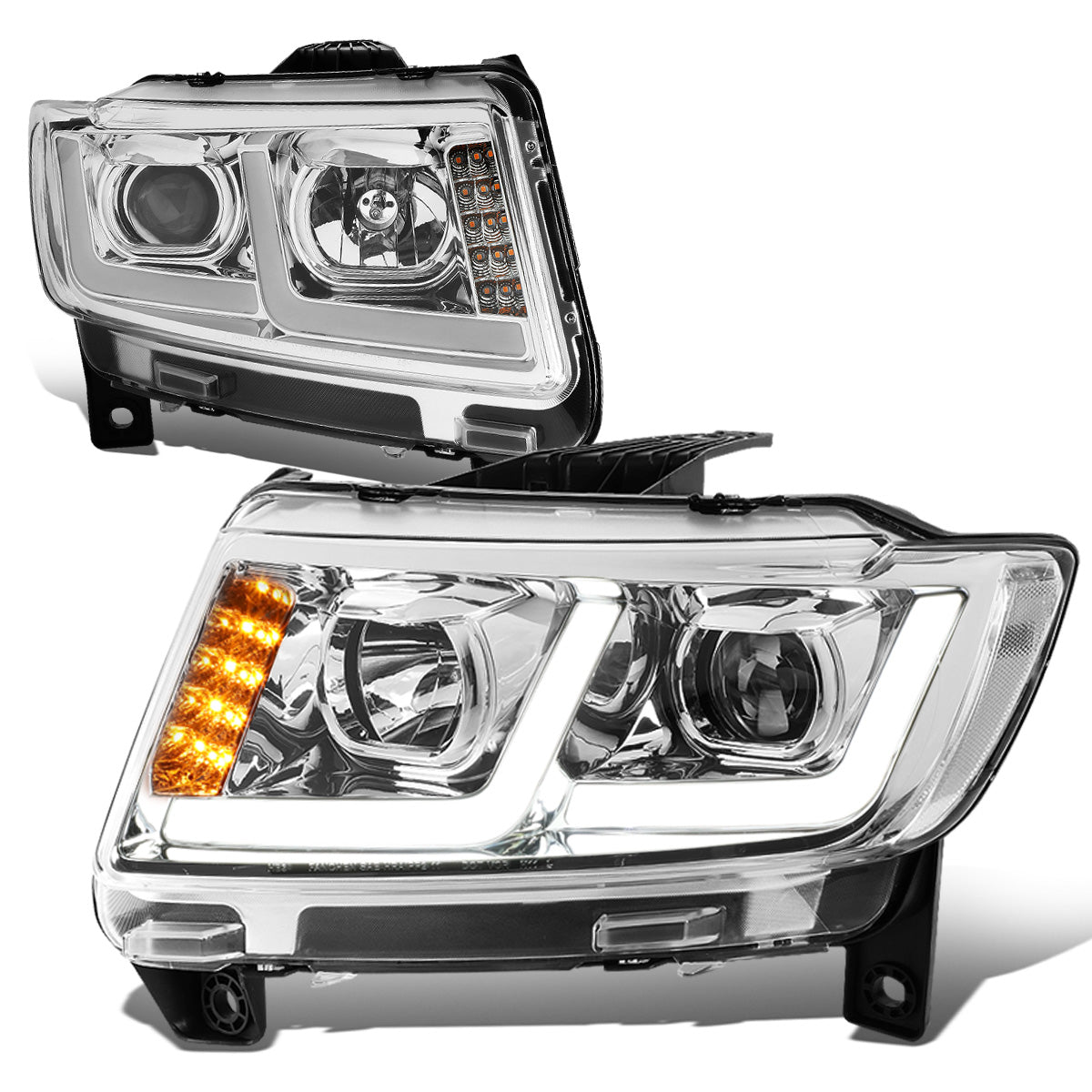 FAROS 11-13 JEEP GRAND CHEROKEE - FITS MODELS WITH HALOGEN HEADLIGHTS ONLY - PROJECTOR LOW BEAM - CHROME HOUSING / CLEAR CORNER - H1 LOW BEAM / 9005 HIGH BEAM