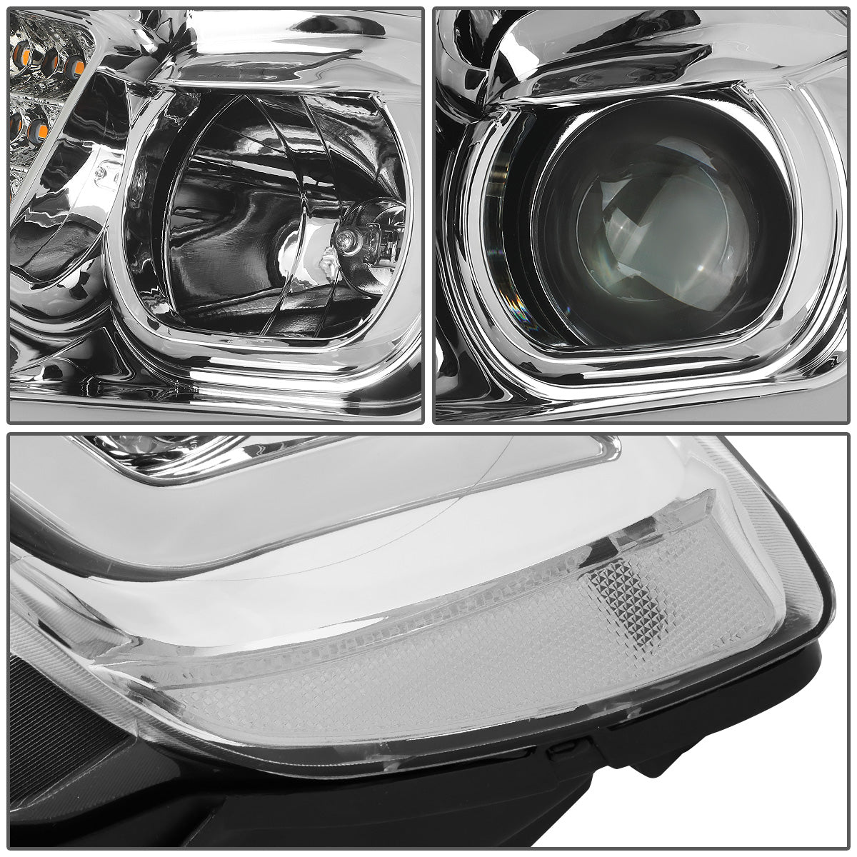 FAROS 11-13 JEEP GRAND CHEROKEE - FITS MODELS WITH HALOGEN HEADLIGHTS ONLY - PROJECTOR LOW BEAM - CHROME HOUSING / CLEAR CORNER - H1 LOW BEAM / 9005 HIGH BEAM
