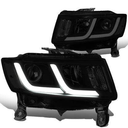 FAROS 14-16 JEEP GRAND CHEROKEE PRE FACELIFT - FITS MODELS WITH HALOGEN HEADLIGHTS ONLY - PROJECTOR LOW BEAM - BLACK HOUSING / CLEAR CORNER / SMOKE LENS - H1 LOW BEAM / H1 HIGH BEAM