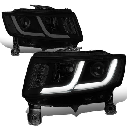 FAROS 14-16 JEEP GRAND CHEROKEE PRE FACELIFT - FITS MODELS WITH HALOGEN HEADLIGHTS ONLY - PROJECTOR LOW BEAM - BLACK HOUSING / CLEAR CORNER / SMOKE LENS - H1 LOW BEAM / H1 HIGH BEAM