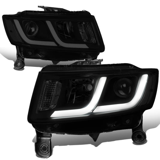 FAROS 14-16 JEEP GRAND CHEROKEE PRE FACELIFT - FITS MODELS WITH HALOGEN HEADLIGHTS ONLY - PROJECTOR LOW BEAM - BLACK HOUSING / CLEAR CORNER / SMOKE LENS - H1 LOW BEAM / H1 HIGH BEAM