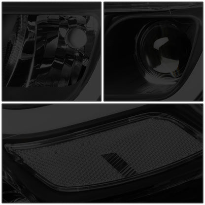 FAROS 14-16 JEEP GRAND CHEROKEE PRE FACELIFT - FITS MODELS WITH HALOGEN HEADLIGHTS ONLY - PROJECTOR LOW BEAM - BLACK HOUSING / CLEAR CORNER / SMOKE LENS - H1 LOW BEAM / H1 HIGH BEAM