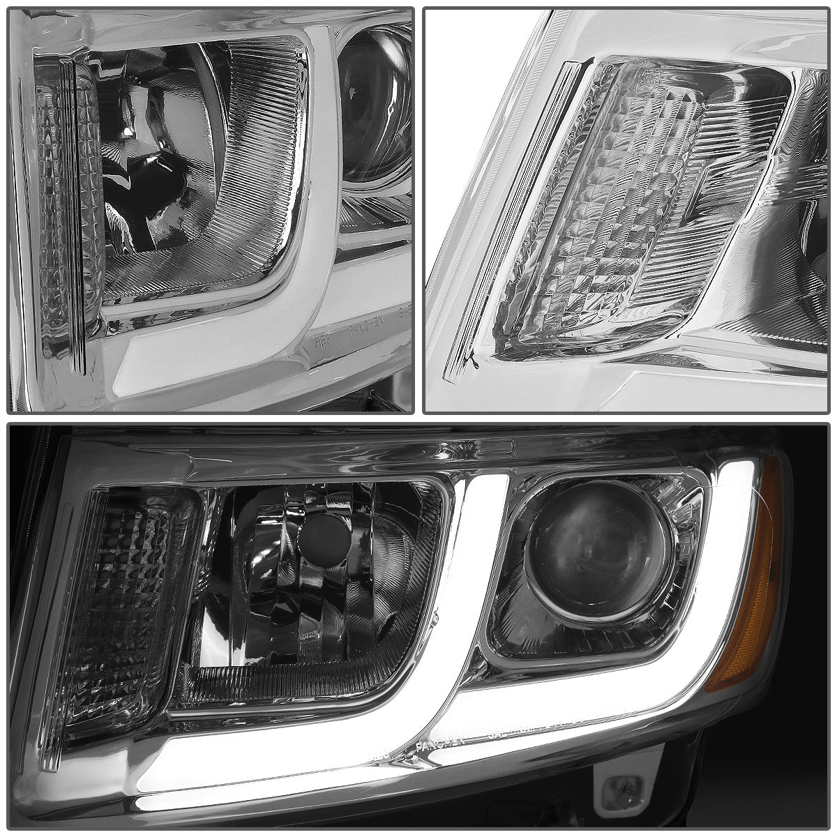 FAROS 14-16 JEEP GRAND CHEROKEE PRE FACELIFT - FITS MODELS WITH HALOGEN HEADLIGHTS ONLY - PROJECTOR LOW BEAM - CHROME HOUSING / AMBER CORNER - H1 LOW BEAM / H1 HIGH BEAM