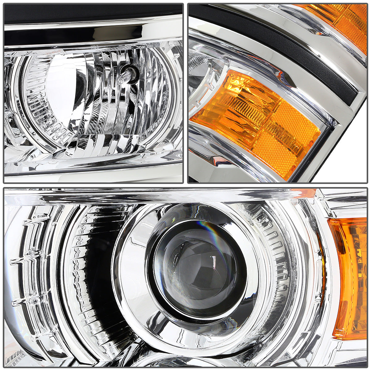 FAROS 14-15 CHEVY SILVERADO 2500 / 3500 / 14-16 SILVERADO 1500 / 2015 SILVERADO 3500 2/4-DOOR - LED - PROJECTOR - CHROME HOUSING / AMBER CORNER - H11 LOW BEAM / 9005 HIGH BEAM