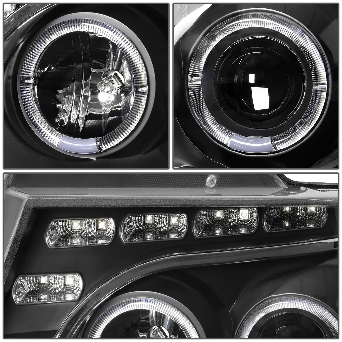 FAROS 04-08 FORD F-150 / 06-08 LINCOLN MARK LT 2/3/4-DOOR - LED - HALO PROJECTOR - BLACK HOUSING / AMBER CORNER - H1 LOW BEAM / HIGH BEAM