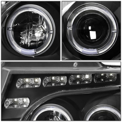 FAROS 04-08 FORD F-150 / 06-08 LINCOLN MARK LT 2/3/4-DOOR - LED - HALO PROJECTOR - BLACK HOUSING / AMBER CORNER - H1 LOW BEAM / HIGH BEAM