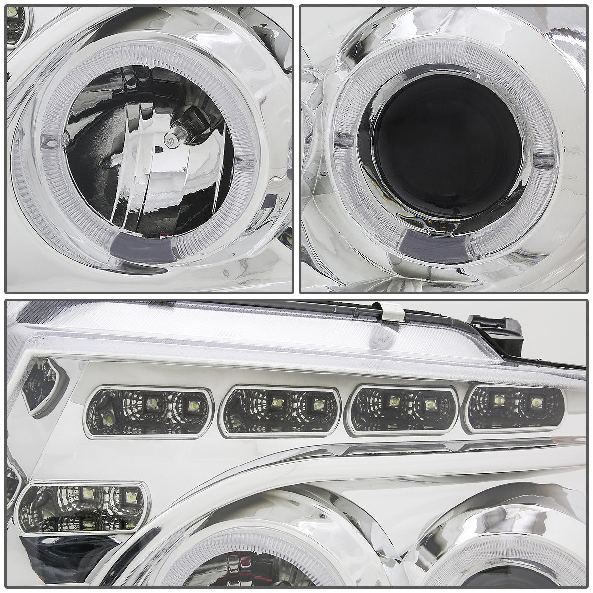 FAROS 04-08 FORD F-150 / 06-08 LINCOLN MARK LT 2/3/4-DOOR - LED - HALO PROJECTOR - CHROME HOUSING / AMBER CORNER - H1 LOW BEAM / HIGH BEAM