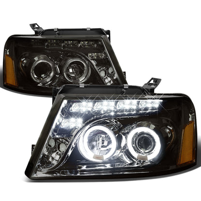 FAROS 04-08 FORD F-150 / 06-08 LINCOLN MARK LT 2/3/4-DOOR - LED - HALO PROJECTOR - SMOKE HOUSING / AMBER CORNER - H1 LOW BEAM / HIGH BEAM