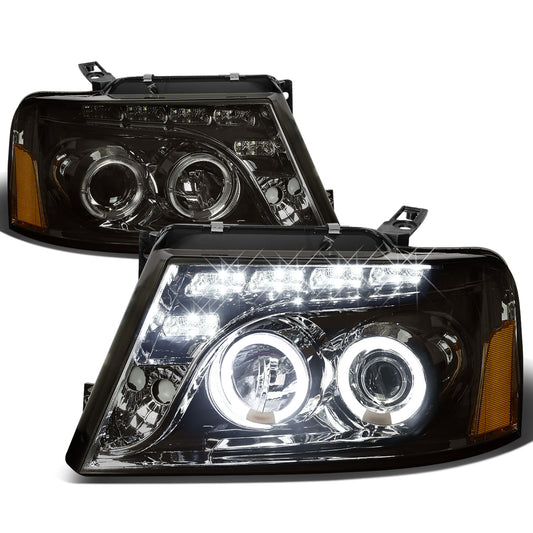 FAROS 04-08 FORD F-150 / 06-08 LINCOLN MARK LT 2/3/4-DOOR - LED - HALO PROJECTOR - SMOKE HOUSING / AMBER CORNER - H1 LOW BEAM / HIGH BEAM