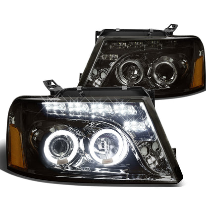 FAROS 04-08 FORD F-150 / 06-08 LINCOLN MARK LT 2/3/4-DOOR - LED - HALO PROJECTOR - SMOKE HOUSING / AMBER CORNER - H1 LOW BEAM / HIGH BEAM