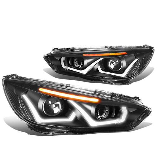 FAROS 15-17 FORD FOCUS 4-DOOR - ONLY FITS HALOGEN HEADLIGHT MODELS -  DOES NOT FIT ELECTRIC MODELS - LED - DUAL HALO PROJECTOR - BLACK HOUSING / AMBER CORNER - H11 LOW BEAM / H1 HIGH BEAM