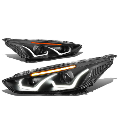 FAROS 15-17 FORD FOCUS 4-DOOR - ONLY FITS HALOGEN HEADLIGHT MODELS -  DOES NOT FIT ELECTRIC MODELS - LED - DUAL HALO PROJECTOR - BLACK HOUSING / AMBER CORNER - H11 LOW BEAM / H1 HIGH BEAM