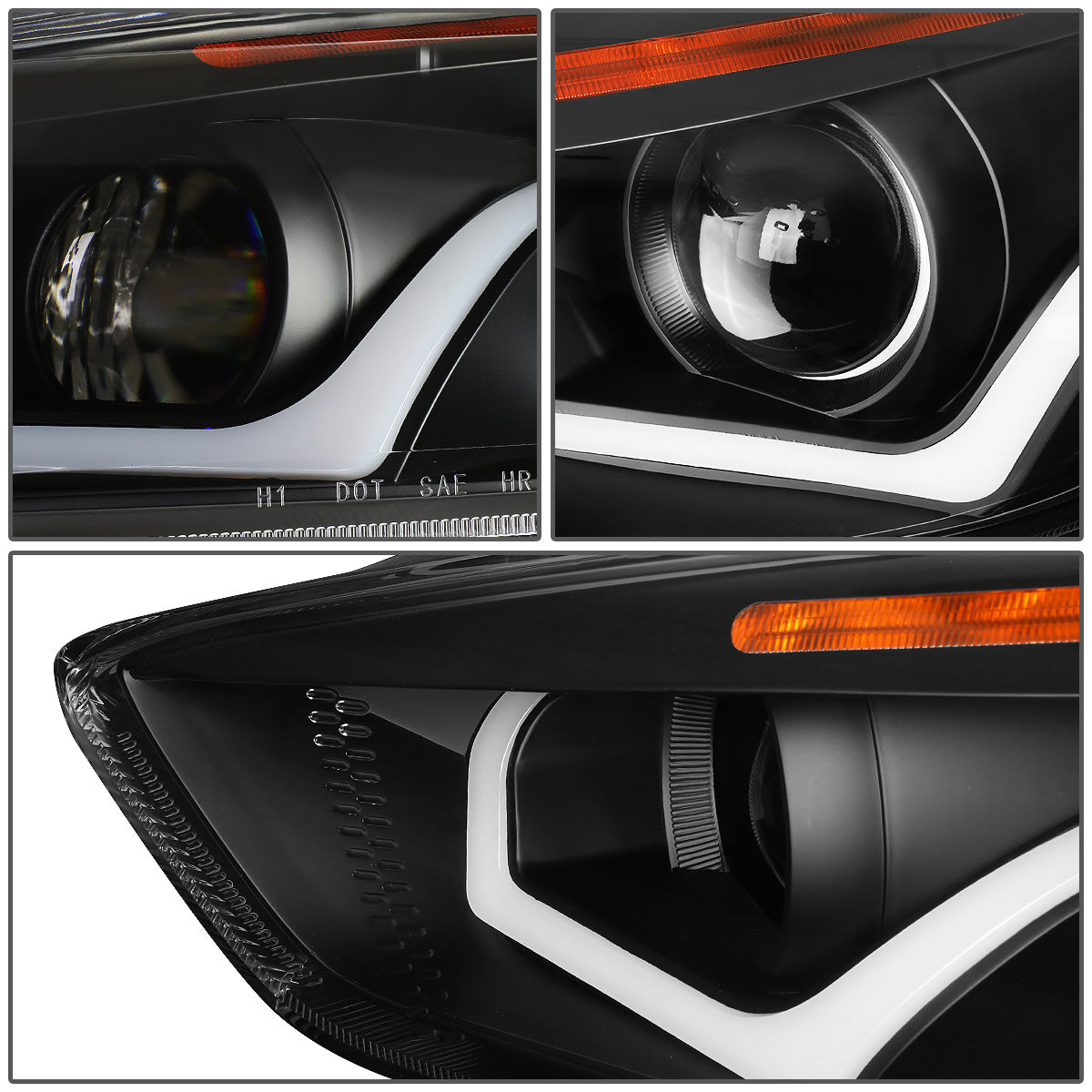 FAROS 15-17 FORD FOCUS 4-DOOR - ONLY FITS HALOGEN HEADLIGHT MODELS -  DOES NOT FIT ELECTRIC MODELS - LED - DUAL HALO PROJECTOR - BLACK HOUSING / AMBER CORNER - H11 LOW BEAM / H1 HIGH BEAM