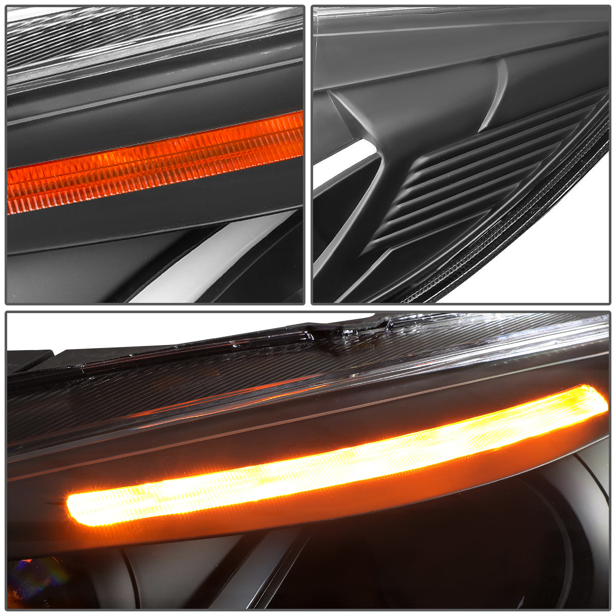 FAROS 15-17 FORD FOCUS 4-DOOR - ONLY FITS HALOGEN HEADLIGHT MODELS -  DOES NOT FIT ELECTRIC MODELS - LED - DUAL HALO PROJECTOR - BLACK HOUSING / AMBER CORNER - H11 LOW BEAM / H1 HIGH BEAM