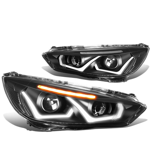 FAROS 15-17 FORD FOCUS 4-DOOR - ONLY FITS HALOGEN HEADLIGHT MODELS -  DOES NOT FIT ELECTRIC MODELS - LED - DUAL HALO PROJECTOR - BLACK HOUSING / CLEAR CORNER - H11 LOW BEAM / H1 HIGH BEAM