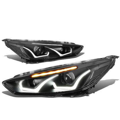 FAROS 15-17 FORD FOCUS 4-DOOR - ONLY FITS HALOGEN HEADLIGHT MODELS -  DOES NOT FIT ELECTRIC MODELS - LED - DUAL HALO PROJECTOR - BLACK HOUSING / CLEAR CORNER - H11 LOW BEAM / H1 HIGH BEAM