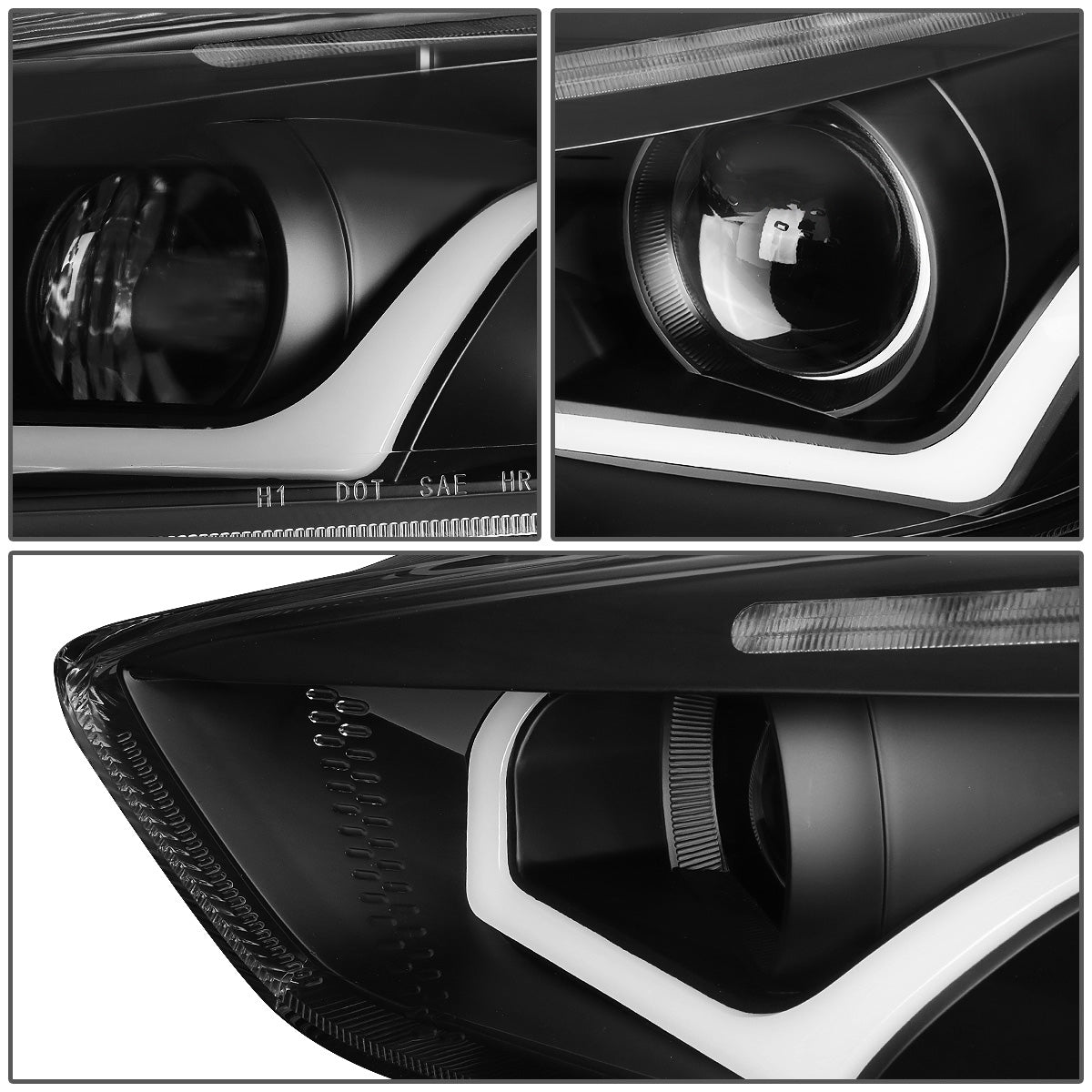 FAROS 15-17 FORD FOCUS 4-DOOR - ONLY FITS HALOGEN HEADLIGHT MODELS -  DOES NOT FIT ELECTRIC MODELS - LED - DUAL HALO PROJECTOR - BLACK HOUSING / CLEAR CORNER - H11 LOW BEAM / H1 HIGH BEAM