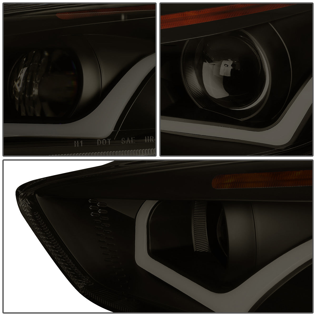 FAROS 15-17 FORD FOCUS 4-DOOR - ONLY FITS HALOGEN HEADLIGHT MODELS -  DOES NOT FIT ELECTRIC MODELS - LED - DUAL HALO PROJECTOR - BLACK HOUSING / SMOKE LENS / AMBER CORNER - H11 LOW BEAM / H1 HIGH BEAM