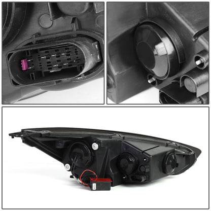 FAROS 15-17 FORD FOCUS 4-DOOR - ONLY FITS HALOGEN HEADLIGHT MODELS -  DOES NOT FIT ELECTRIC MODELS - LED - DUAL HALO PROJECTOR - BLACK HOUSING / SMOKE LENS / AMBER CORNER - H11 LOW BEAM / H1 HIGH BEAM