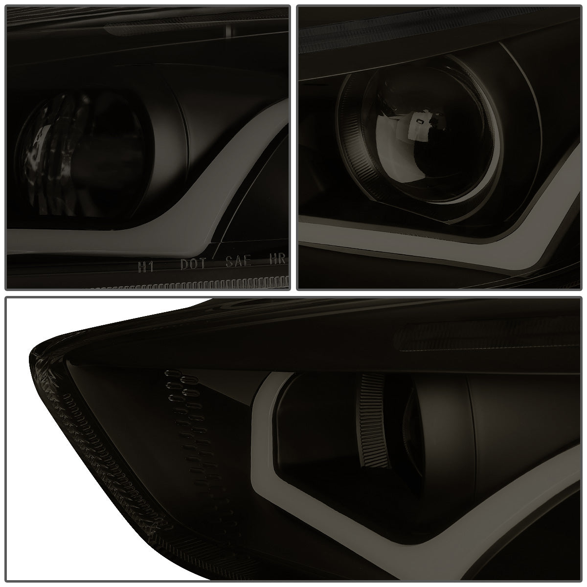 FAROS 15-17 FORD FOCUS 4-DOOR - ONLY FITS HALOGEN HEADLIGHT MODELS -  DOES NOT FIT ELECTRIC MODELS - LED - DUAL HALO PROJECTOR - BLACK HOUSING / SMOKE LENS / CLEAR CORNER - H11 LOW BEAM / H1 HIGH BEAM