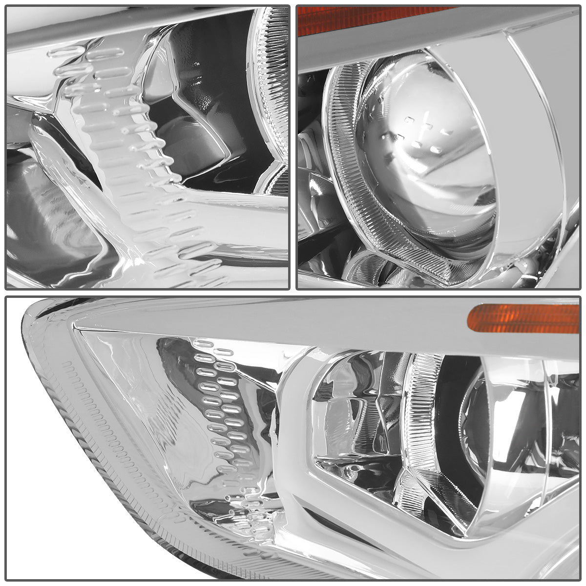FAROS 15-17 FORD FOCUS 4-DOOR - ONLY FITS HALOGEN HEADLIGHT MODELS -  DOES NOT FIT ELECTRIC MODELS - LED - DUAL HALO PROJECTOR - CHROME HOUSING / AMBER CORNER - H11 LOW BEAM / H1 HIGH BEAM