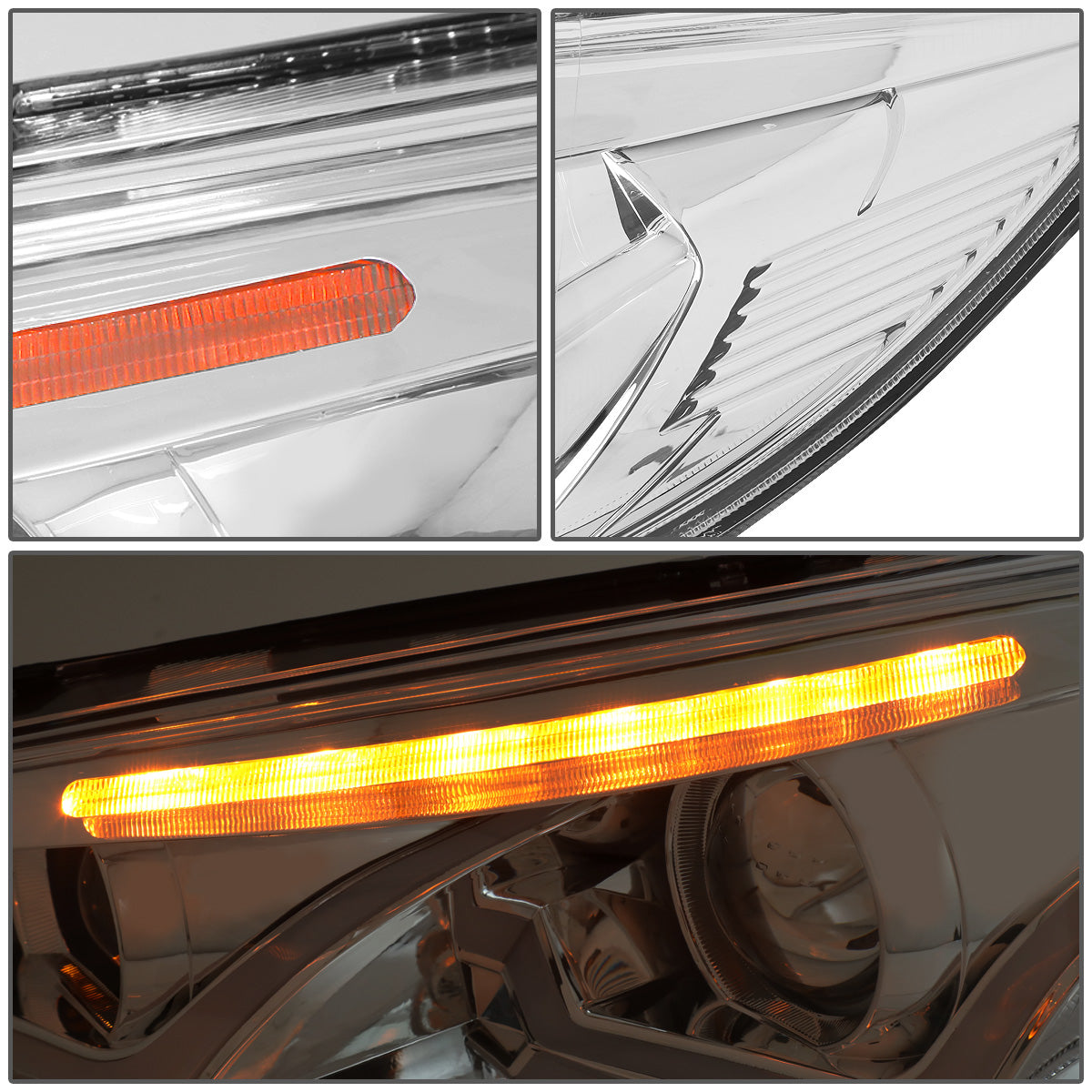 FAROS 15-17 FORD FOCUS 4-DOOR - ONLY FITS HALOGEN HEADLIGHT MODELS -  DOES NOT FIT ELECTRIC MODELS - LED - DUAL HALO PROJECTOR - CHROME HOUSING / AMBER CORNER - H11 LOW BEAM / H1 HIGH BEAM