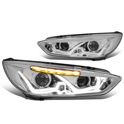 FAROS 15-17 FORD FOCUS 4-DOOR - ONLY FITS HALOGEN HEADLIGHT MODELS -  DOES NOT FIT ELECTRIC MODELS - LED - DUAL HALO PROJECTOR - CHROME HOUSING / CLEAR CORNER - H11 LOW BEAM / H1 HIGH BEAM