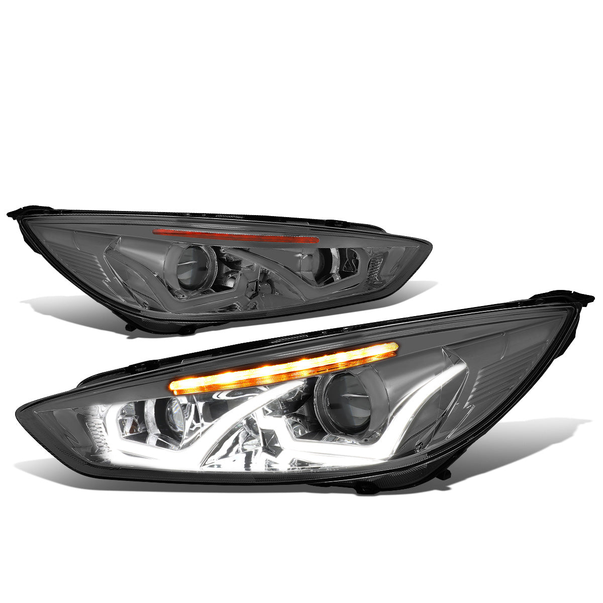 FAROS 15-17 FORD FOCUS 4-DOOR - ONLY FITS HALOGEN HEADLIGHT MODELS -  DOES NOT FIT ELECTRIC MODELS - LED - DUAL HALO PROJECTOR - SMOKE HOUSING / AMBER CORNER - H11 LOW BEAM / H1 HIGH BEAM