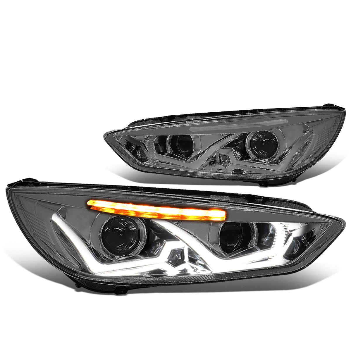 FAROS 15-17 FORD FOCUS 4-DOOR - ONLY FITS HALOGEN HEADLIGHT MODELS -  DOES NOT FIT ELECTRIC MODELS - LED - DUAL HALO PROJECTOR - SMOKE HOUSING / CLEAR CORNER - H11 LOW BEAM / H1 HIGH BEAM