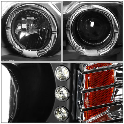 FAROS 99-04 FORD MUSTANG 2-DOOR - LED DRL - HALO PROJECTOR - BLACK HOUSING / AMBER CORNER - H1 LOW BEAM / HIGH BEAM