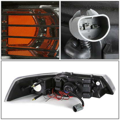 FAROS 99-04 FORD MUSTANG 2-DOOR - LED DRL - HALO PROJECTOR - SMOKE HOUSING / AMBER CORNER - H1 LOW BEAM / HIGH BEAM