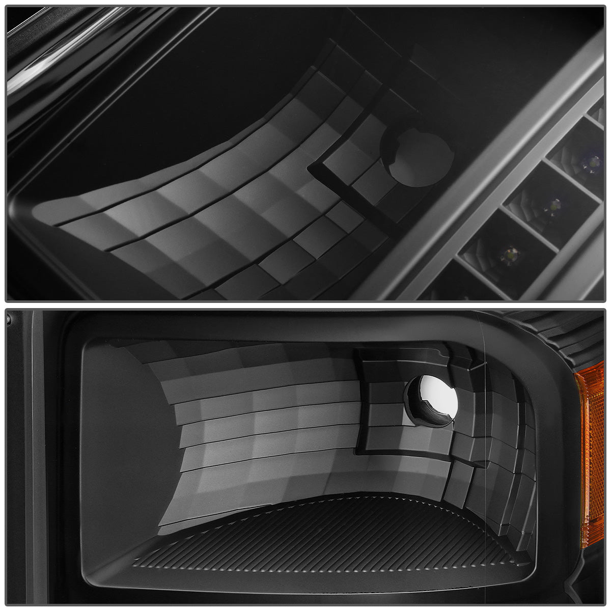 FAROS 11-16 FORD F-250, F-350, F-450, F-550 - SUPER DUTY 2/4-DOOR - LED - HALO PROJECTOR - BLACK HOUSING / AMBER CORNER - H1 LOW BEAM / HIGH BEAM