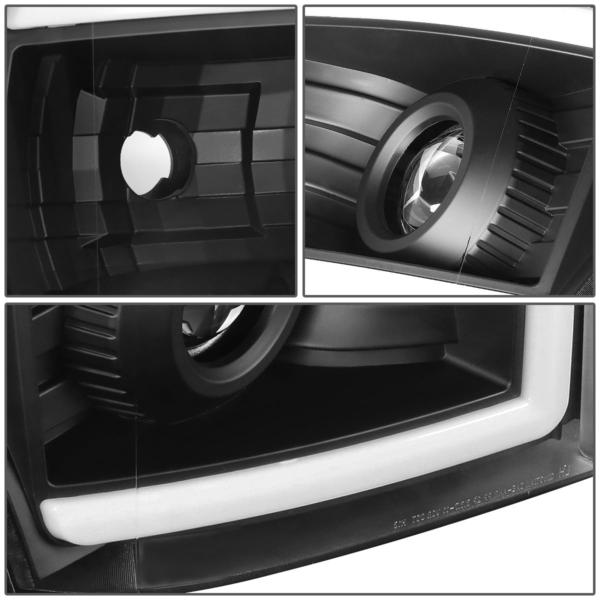 FAROS 11-16 FORD F-250, F-350, F-450, F-550 - SUPER DUTY 2/4-DOOR - LED E-BAR - HALO PROJECTOR - BLACK HOUSING / AMBER CORNER - H7 LOW BEAM / H7 HIGH BEAM / 3157A SIGNAL 2825 MARKER