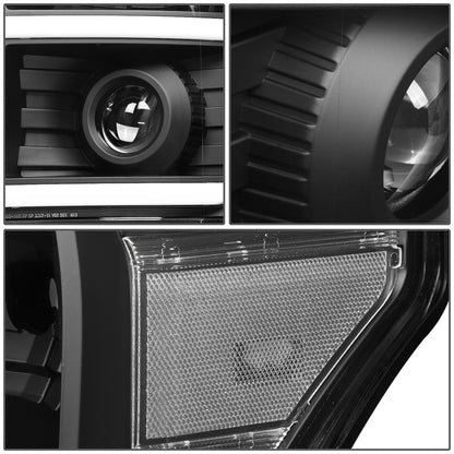 FAROS 11-16 FORD F-250, F-350, F-450, F-550 - SUPER DUTY 2/4-DOOR - LED E-BAR - HALO PROJECTOR - BLACK HOUSING / CLEAR CORNER - H7 LOW BEAM / H7 HIGH BEAM / 3157A SIGNAL 2825 MARKER