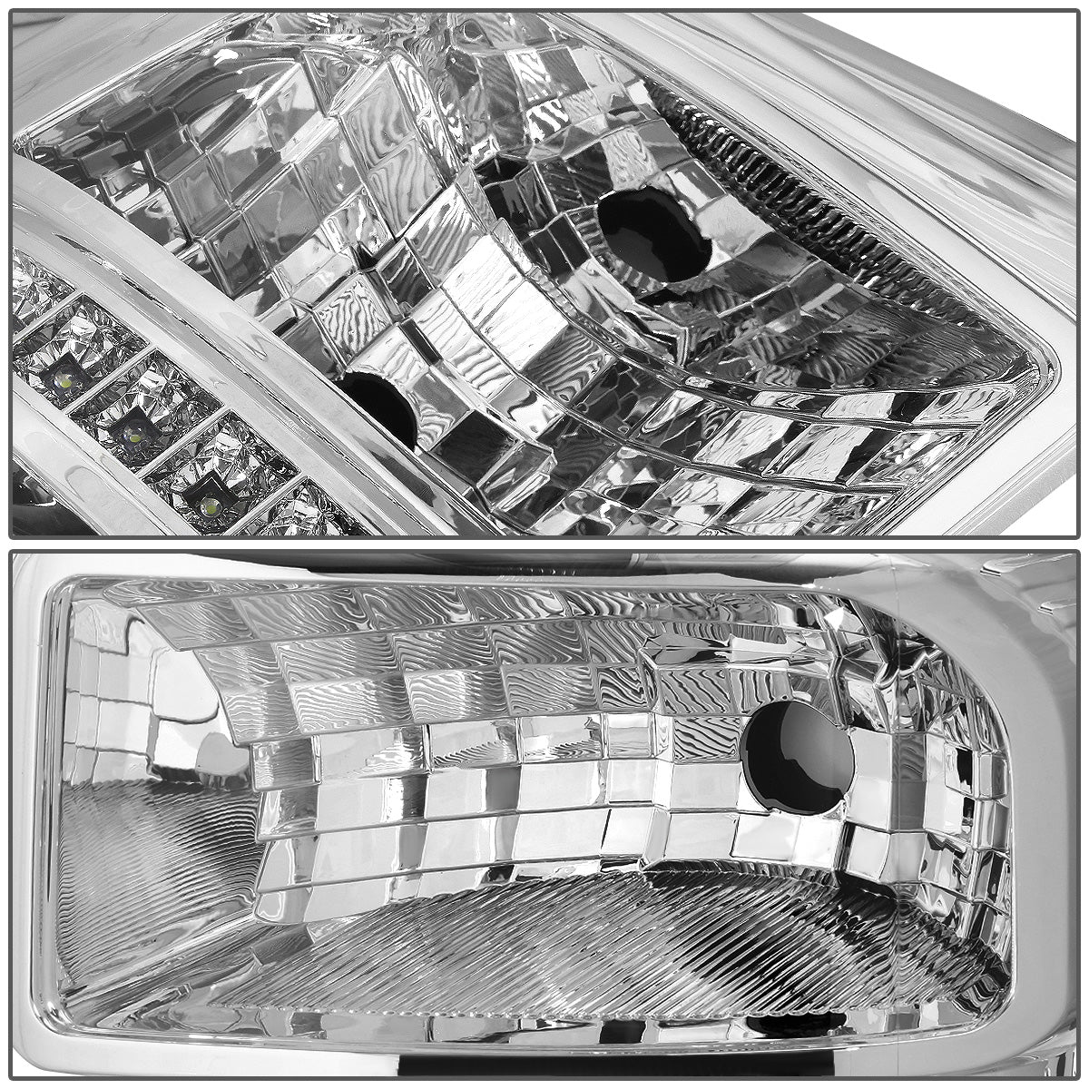 FAROS 11-16 FORD F-250, F-350, F-450, F-550 - SUPER DUTY 2/4-DOOR - LED - HALO PROJECTOR - CHROME HOUSING / AMBER CORNER - H1 LOW BEAM / HIGH BEAM