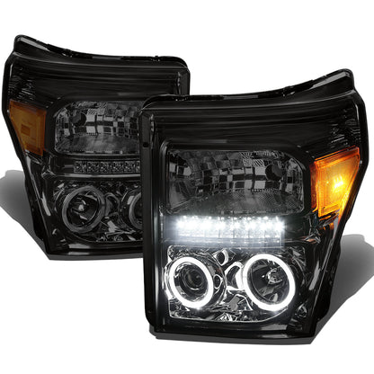 FAROS 11-16 FORD F-250, F-350, F-450, F-550 - SUPER DUTY 2/4-DOOR - LED - HALO PROJECTOR - SMOKE HOUSING / AMBER CORNER - H1 LOW BEAM / HIGH BEAM