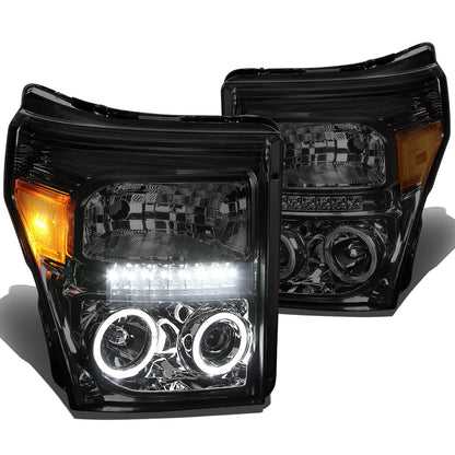FAROS 11-16 FORD F-250, F-350, F-450, F-550 - SUPER DUTY 2/4-DOOR - LED - HALO PROJECTOR - SMOKE HOUSING / AMBER CORNER - H1 LOW BEAM / HIGH BEAM