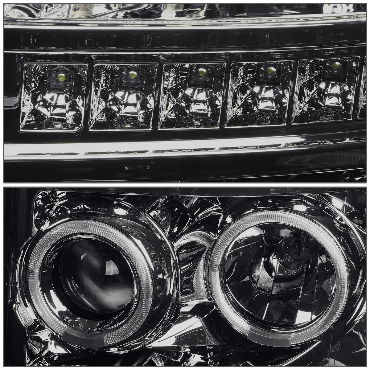 FAROS 11-16 FORD F-250, F-350, F-450, F-550 - SUPER DUTY 2/4-DOOR - LED - HALO PROJECTOR - SMOKE HOUSING / AMBER CORNER - H1 LOW BEAM / HIGH BEAM