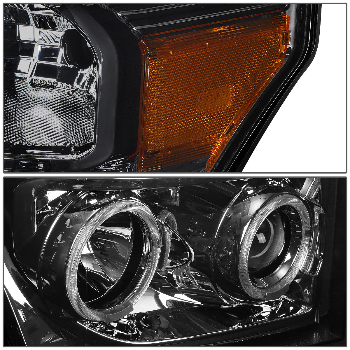FAROS 11-16 FORD F-250, F-350, F-450, F-550 - SUPER DUTY 2/4-DOOR - LED - HALO PROJECTOR - SMOKE HOUSING / AMBER CORNER - H1 LOW BEAM / HIGH BEAM